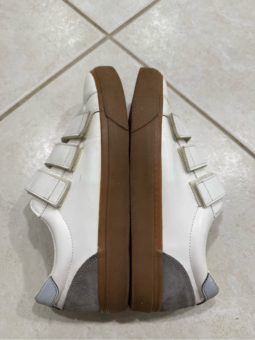 Zara White and Brown Low-Top Sneakers with Gray Accents